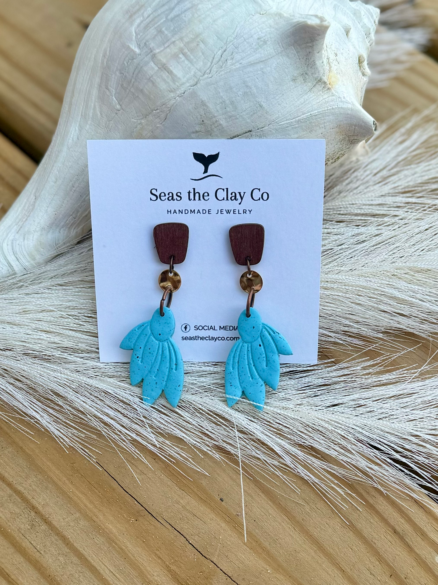 Turquoise Sunflower Dangle Earring image 1
