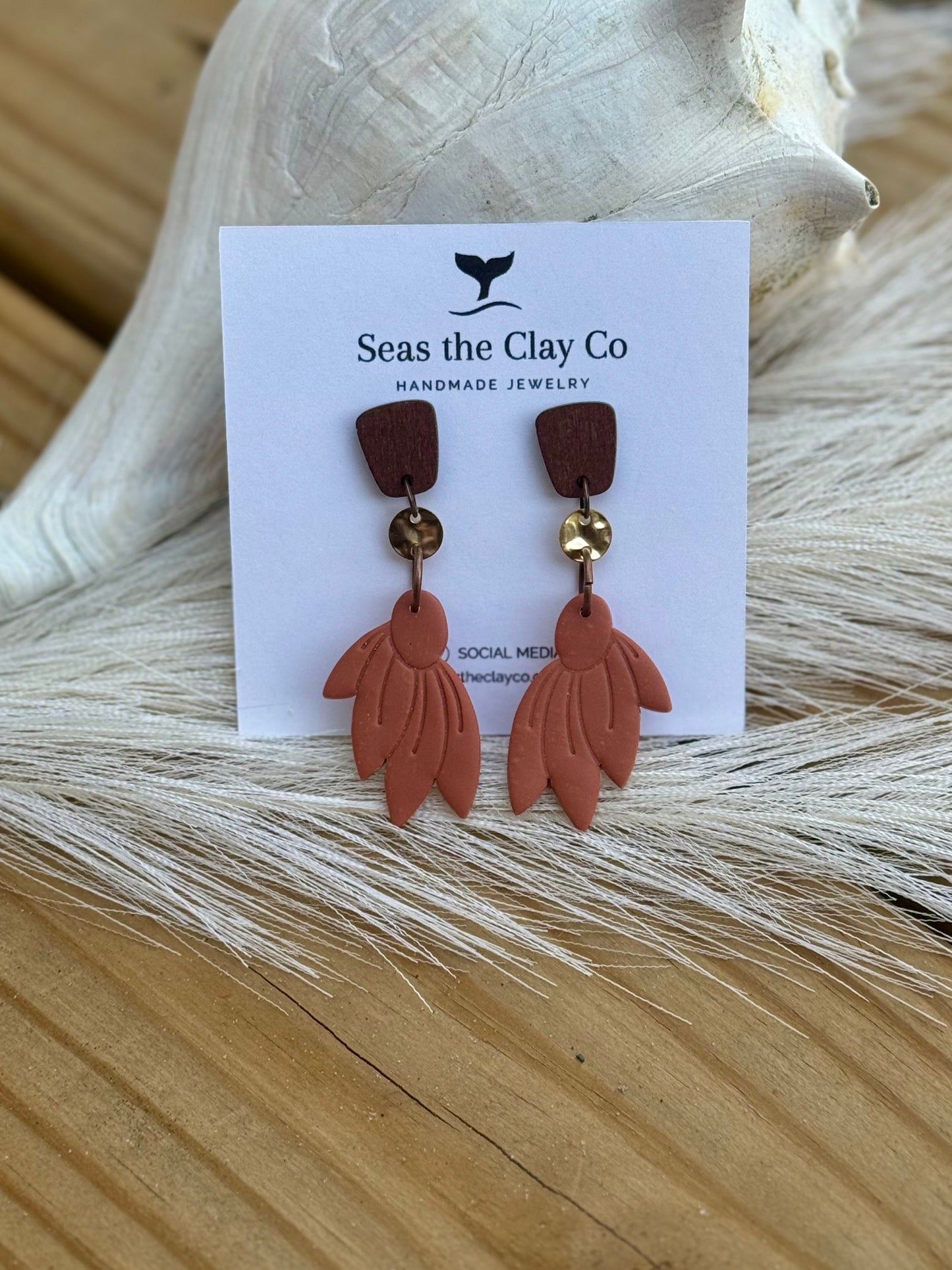 Terracotta Sunflower Dangle Earring image 0