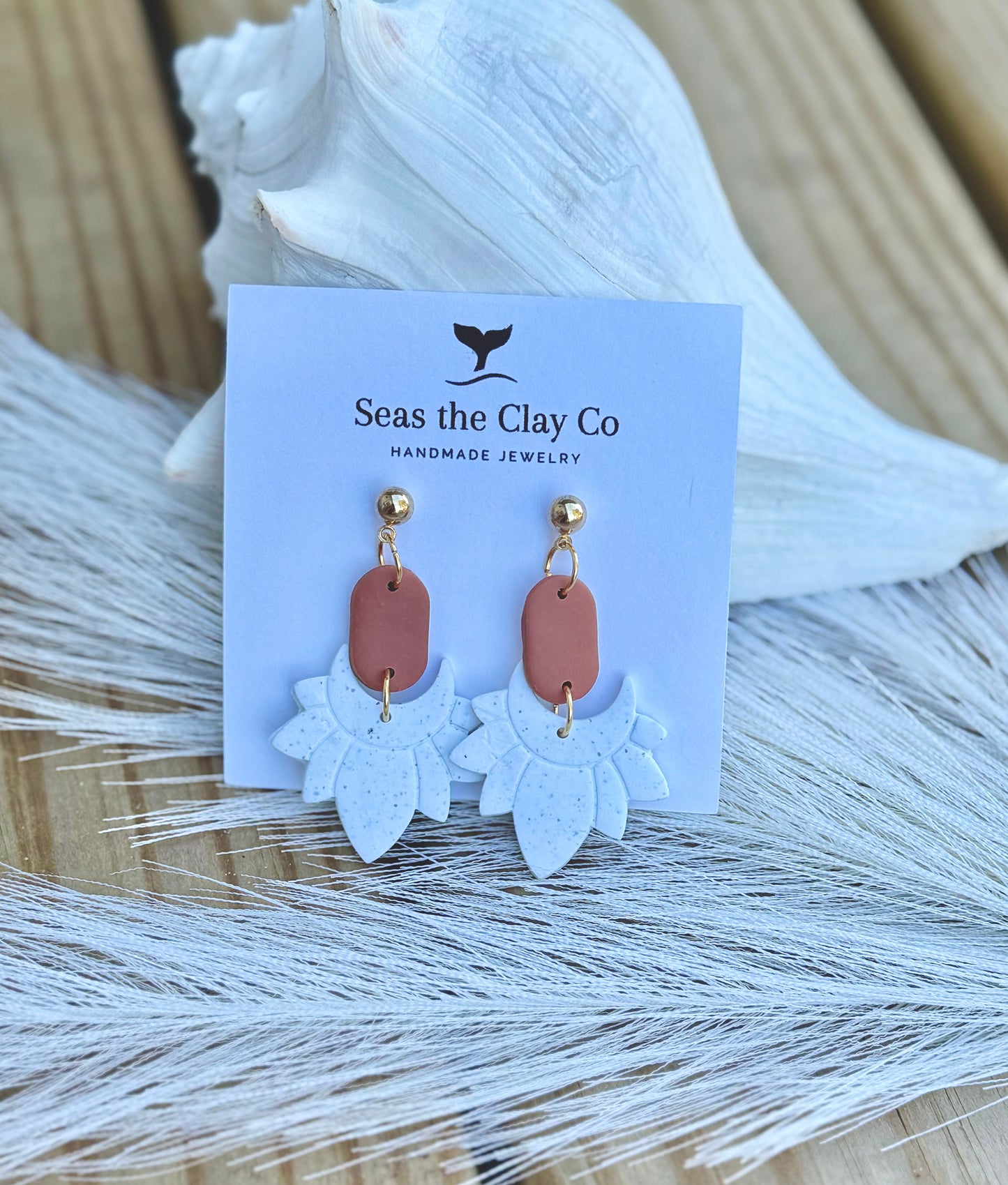 Speckle White Boho Dangle Earrings image 0