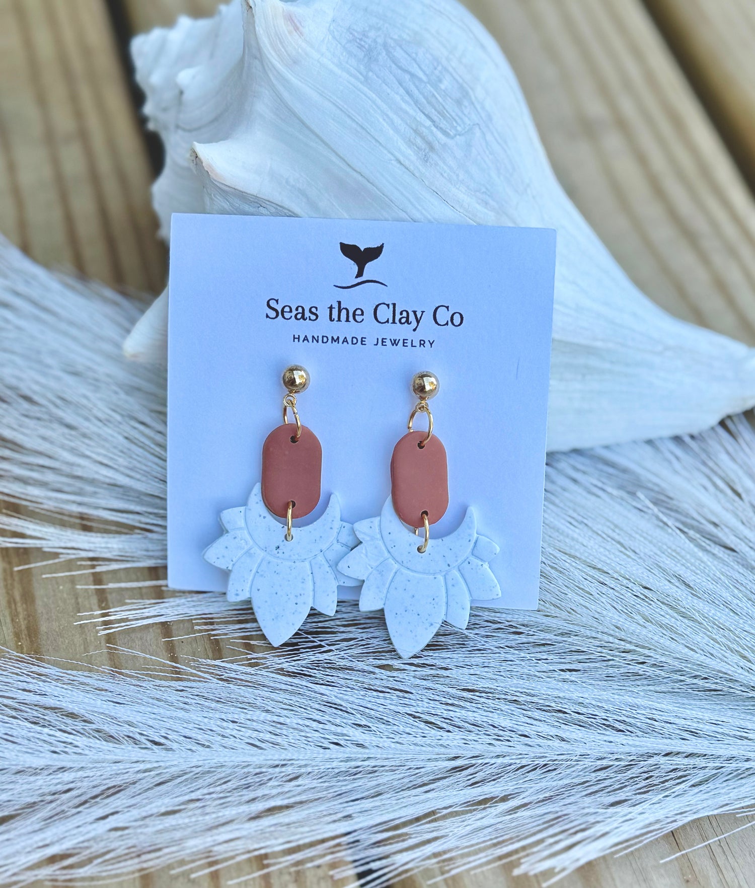 Speckle White Boho Dangle Earrings image 0