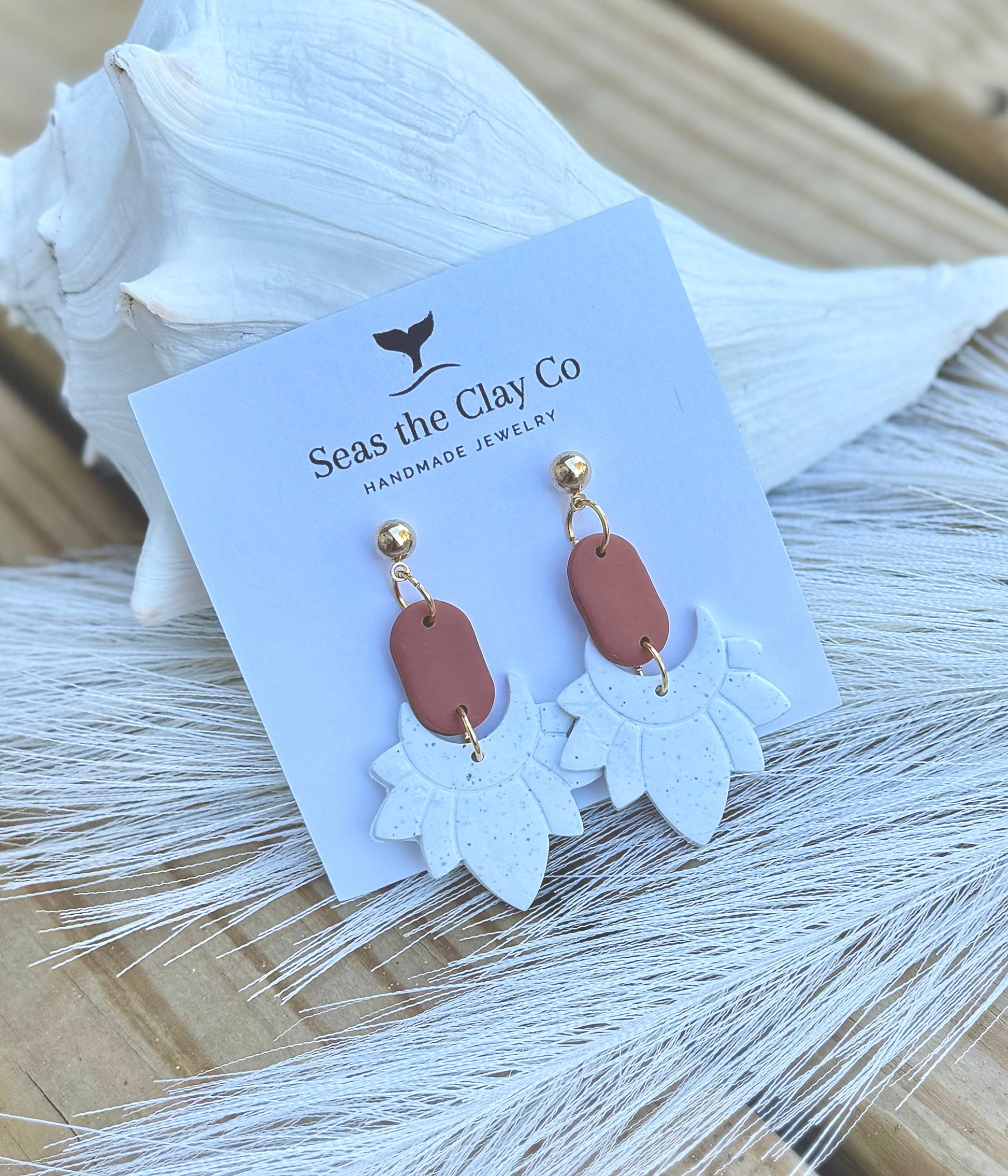 Speckle White Boho Dangle Earrings image 1