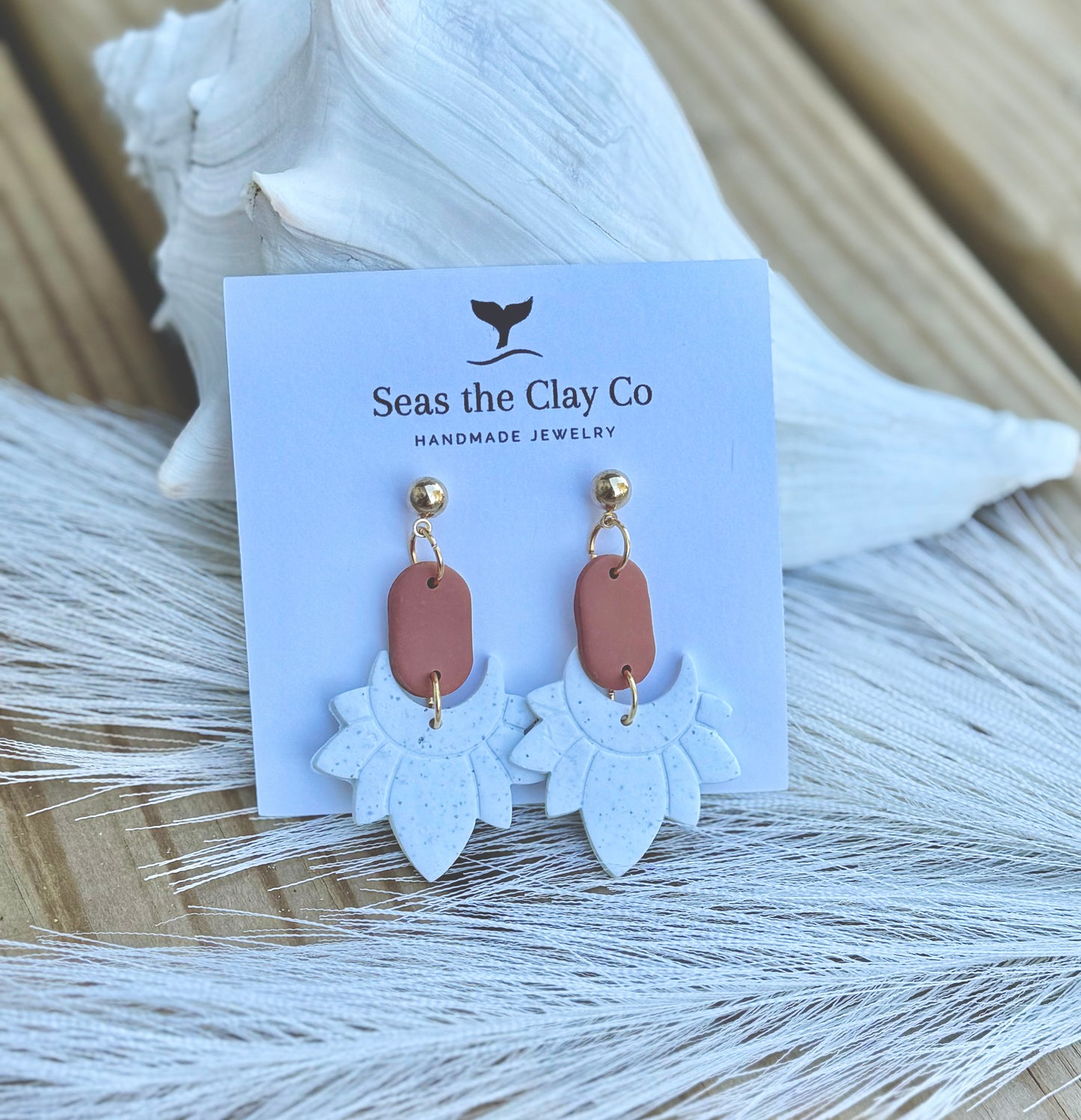Speckle White Boho Dangle Earrings image 2