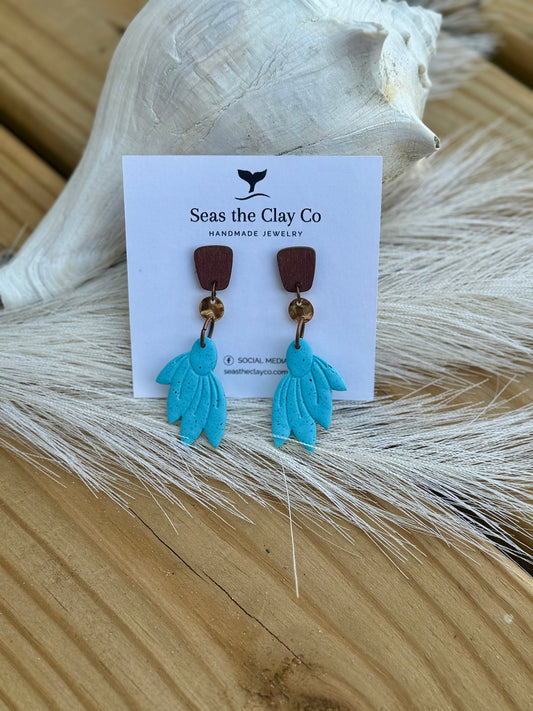 Turquoise Sunflower Dangle Earring image 0