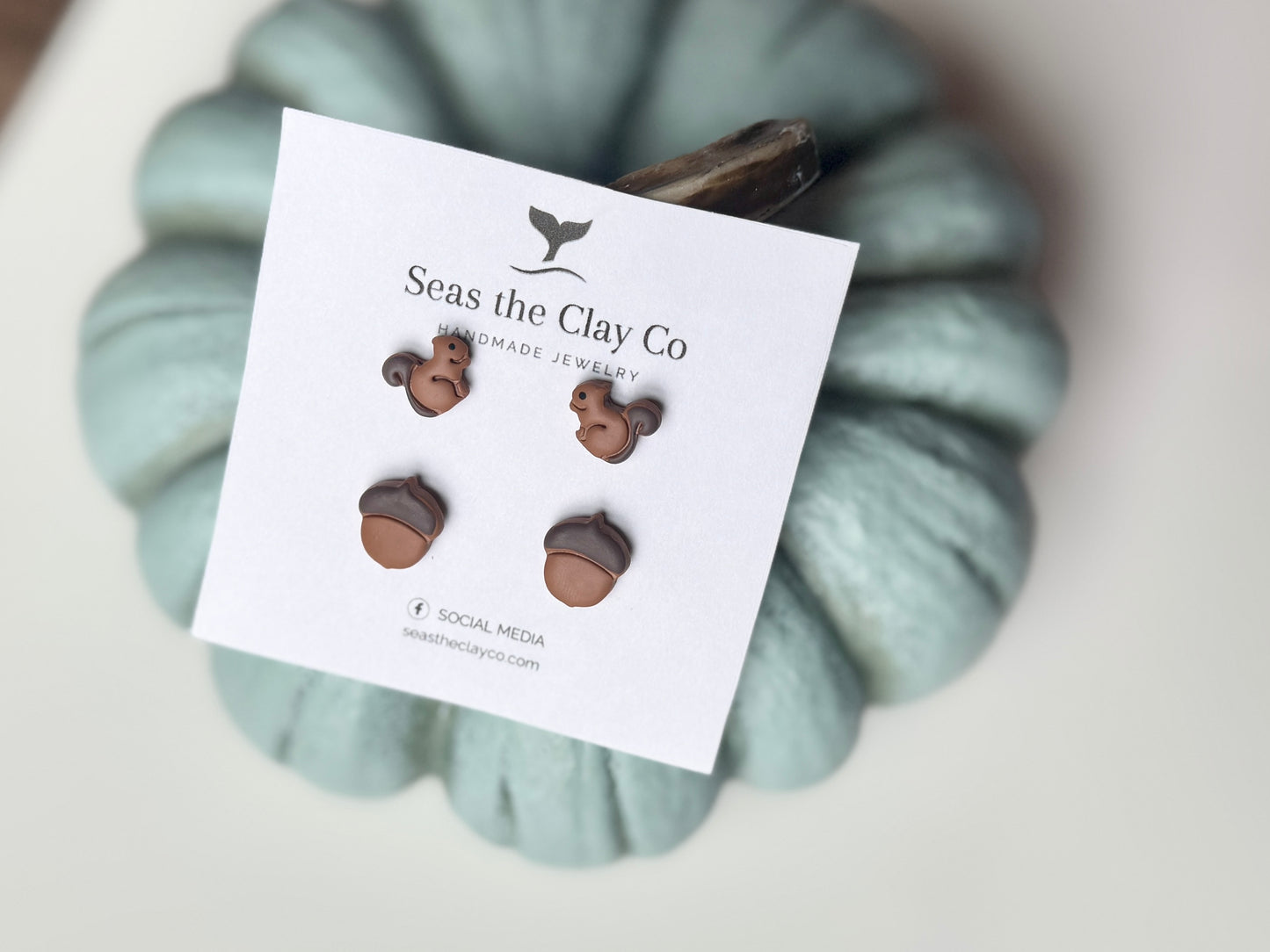 Squirrel and Acorn Stud Combo