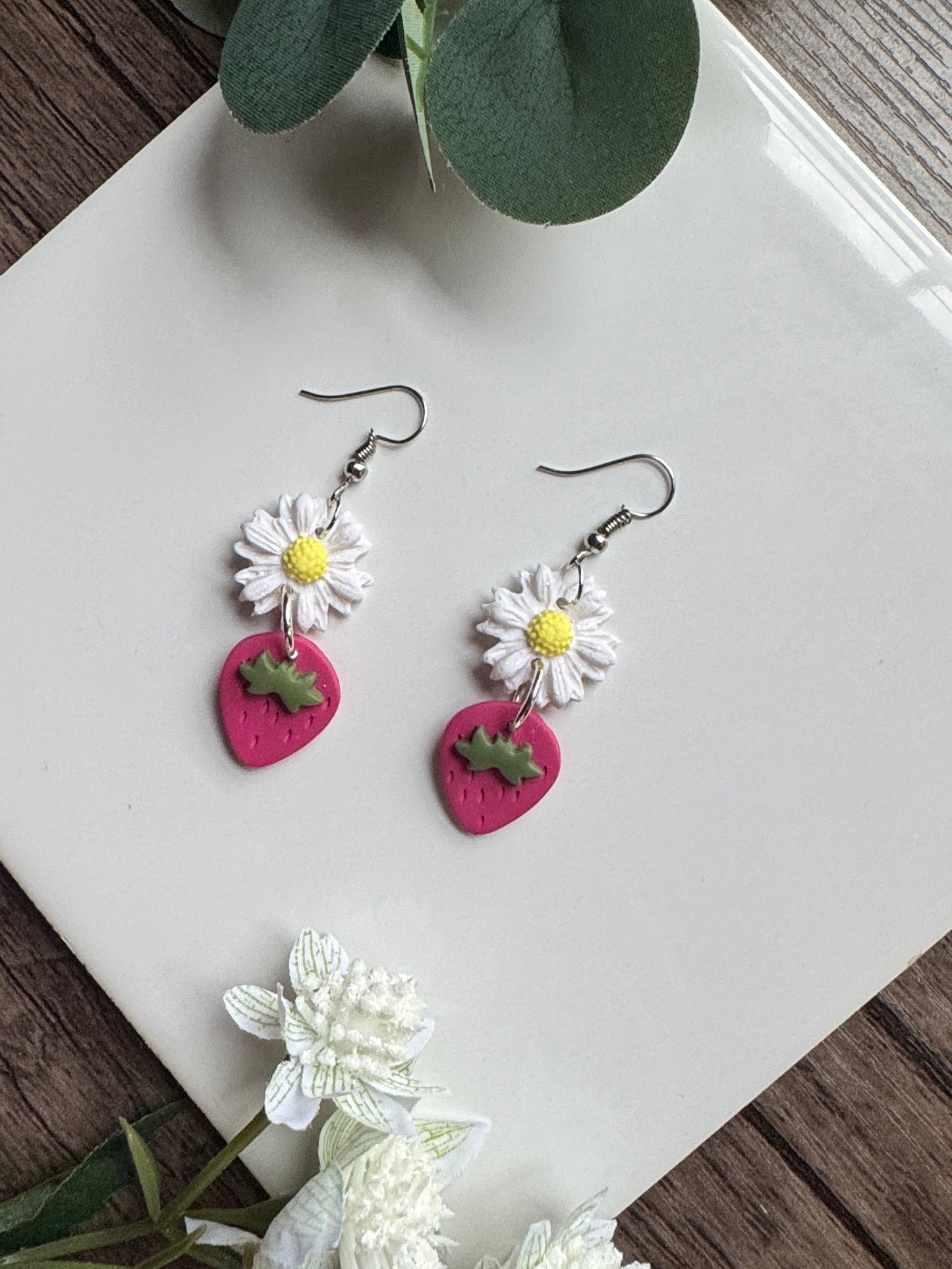 Flower Strawberry Dangle Earrings