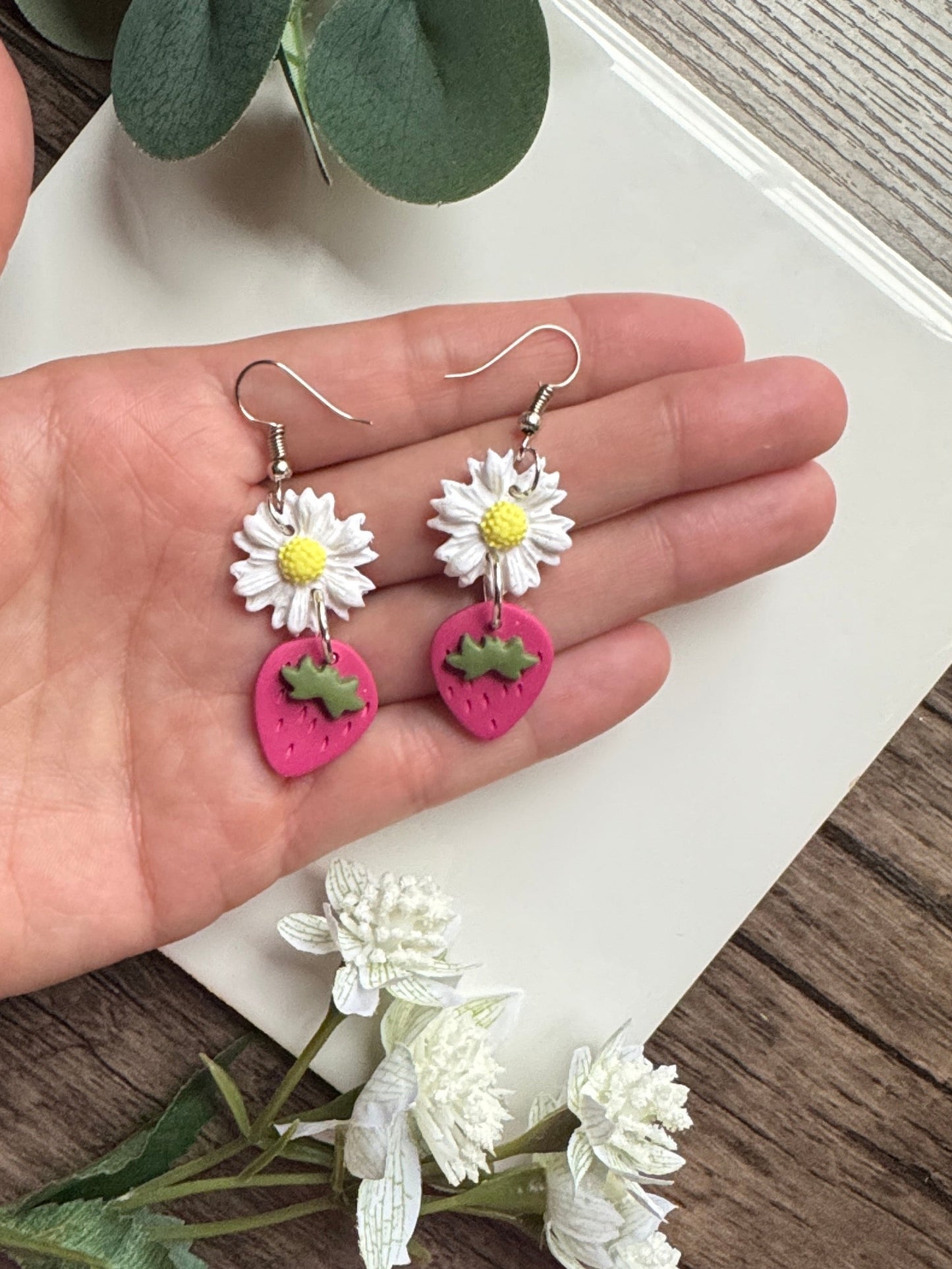 Flower Strawberry Dangle Earrings