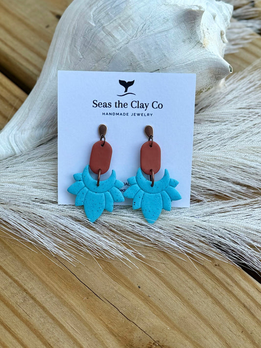 Teal Boho Dangle Earrings image 0
