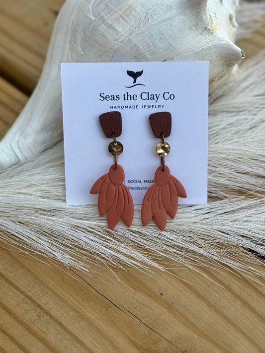 Terracotta Sunflower Dangle Earring image 0